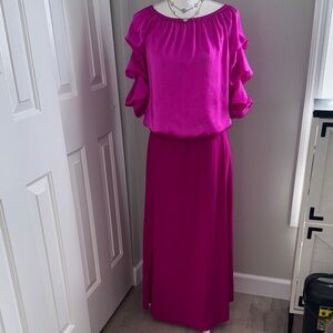 Vince Camuto Vibrant Pink Ruffle Sleeve Ensemble